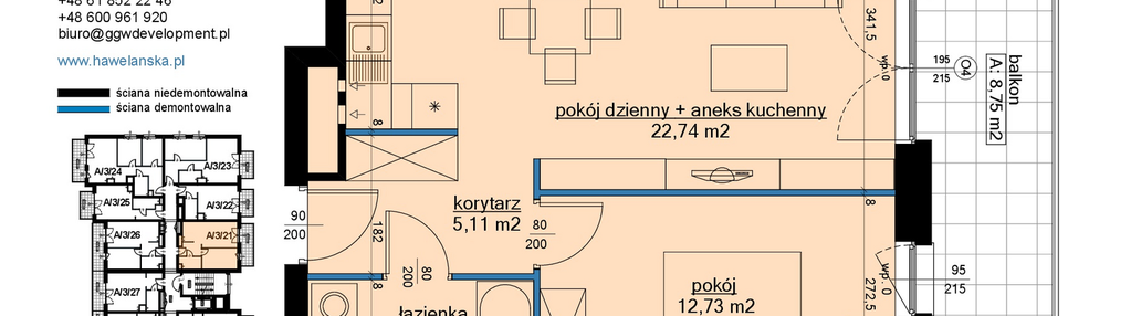 Mieszkanie w inwestycji: Osiedle Hawelańska etap III - bud. A