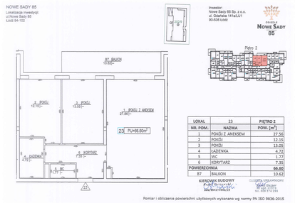 Mieszkanie w inwestycji: Nowe Sady 85