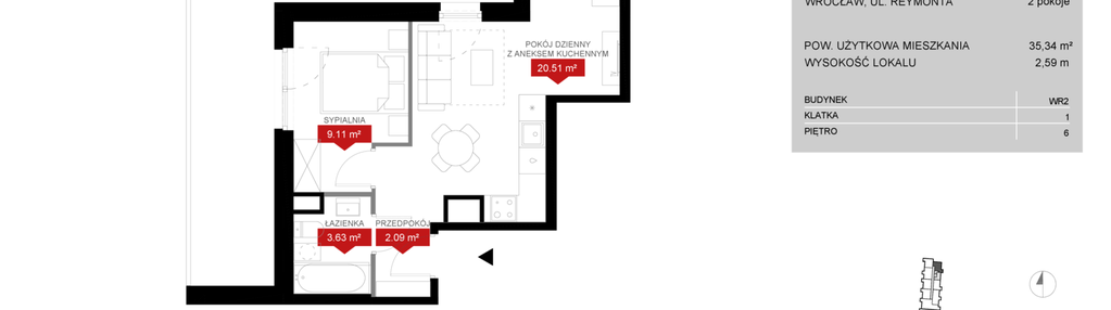 Mieszkanie w inwestycji: Przystań Reymonta