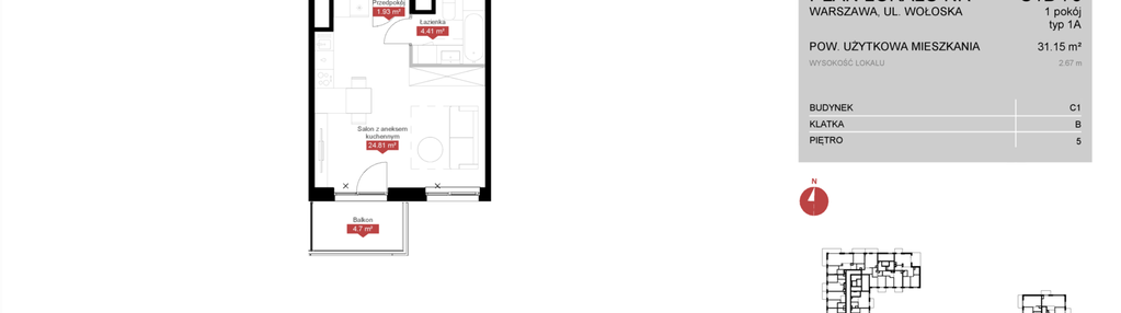 Mieszkanie w inwestycji: Modern Mokotów etap 3, budynek C1 i C2