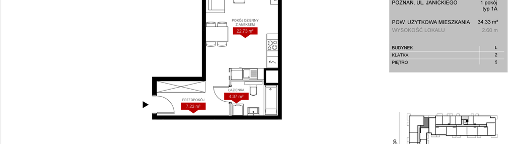 Mieszkanie w inwestycji: Wieża Jeżyce etap VI