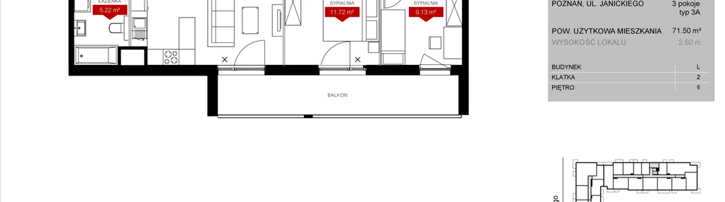 Mieszkanie w inwestycji: Wieża Jeżyce etap VI