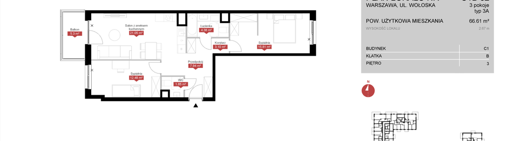 Mieszkanie w inwestycji: Modern Mokotów etap 3, budynek C1 i C2