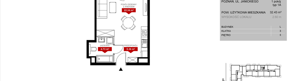 Mieszkanie w inwestycji: Wieża Jeżyce etap VI