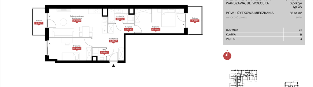 Mieszkanie w inwestycji: Modern Mokotów etap 3, budynek C1 i C2