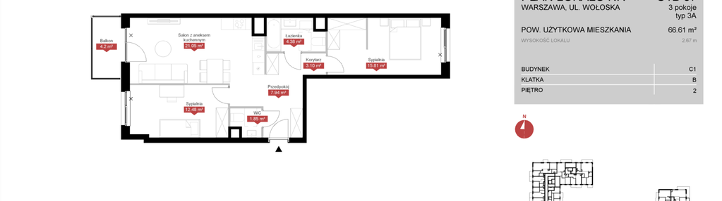 Mieszkanie w inwestycji: Modern Mokotów etap 3, budynek C1 i C2