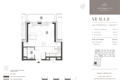 Mieszkanie w inwestycji: Zamoyskiego 31