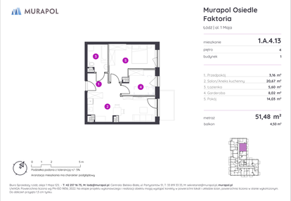 Mieszkanie w inwestycji: Murapol Osiedle Faktoria