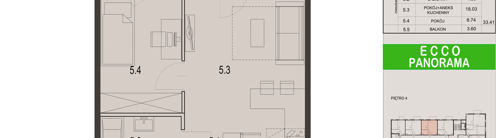 Mieszkanie w inwestycji: Ecco Panorama etap II budynki C, D