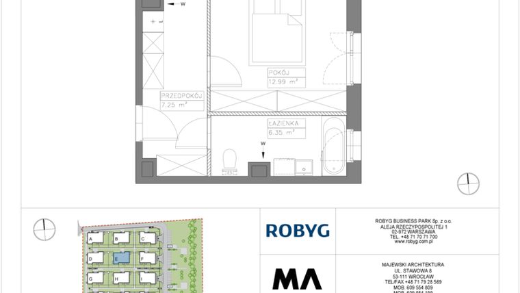 Rzut - Mieszkanie na sprzedaż 2 pokoje o powierzchni 48,76 m² - numer VV/E/1/1 w Villa Viva