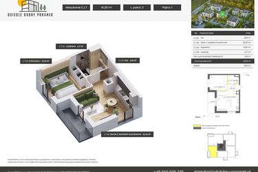 Rzut - Mieszkanie na sprzedaż 2 pokoje o powierzchni 41,3 m² - numer C.1.7 w Dobry Poranek