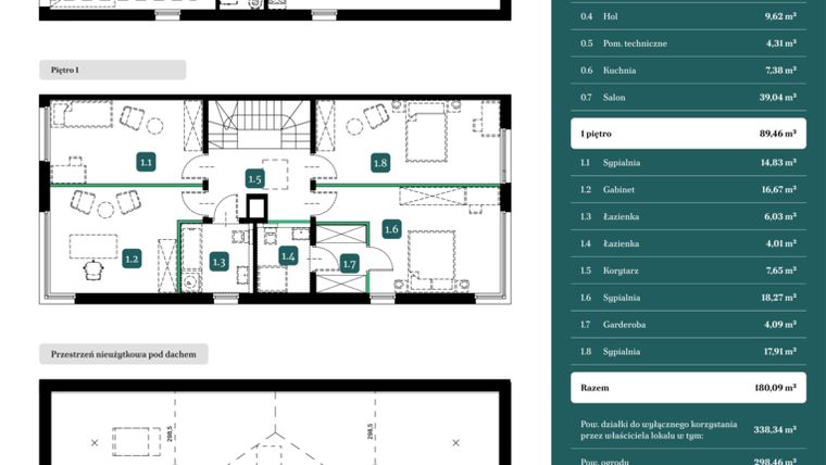 Rzut - Dom na sprzedaż 5 pokoi o powierzchni 180,09 m² - numer 8B w Spokojny Wilanów