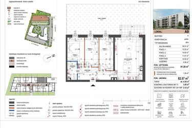 Rzut - Mieszkanie na sprzedaż 4 pokoje o powierzchni 81,28 m² - numer A9 w ulica Staszica bud. A