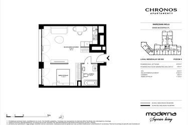 Rzut - Mieszkanie na sprzedaż 2 pokoje o powierzchni 44,39 m² - numer 520 w Chronos etap II