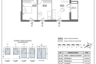 Rzut - Mieszkanie na sprzedaż 3 pokoje o powierzchni 67,47 m² - numer 4.B.25 w Nowe Południe bud. 4