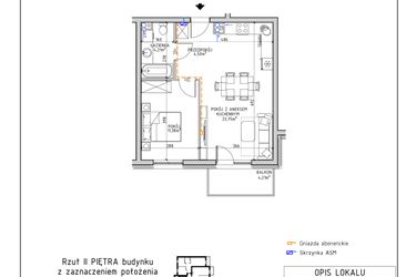 Rzut - Mieszkanie na sprzedaż 2 pokoje o powierzchni 43,84 m² - numer 29 w Osiedle OdNowa K5