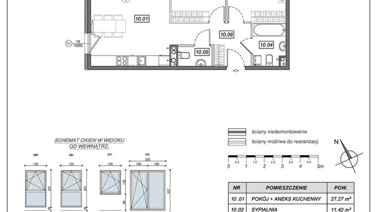 Rzut - Mieszkanie na sprzedaż 3 pokoje o powierzchni 65,02 m² - numer 5.A.10 w Nowe Południe bud. 5