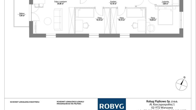 Rzut - Mieszkanie na sprzedaż 4 pokoje o powierzchni 79,04 m² - numer E.4M04 w Początek Piątkowo bud. E
