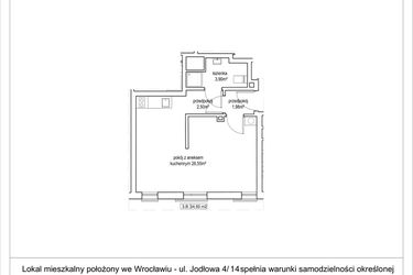 Rzut - Mieszkanie na sprzedaż 1 pokój o powierzchni 34,93 m² - numer 4/14. w Apartamenty Nowy Targ