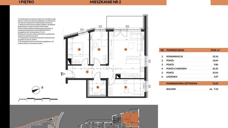 Rzut - Mieszkanie na sprzedaż 4 pokoje o powierzchni 72,03 m² - numer 2 w Buraczana 27