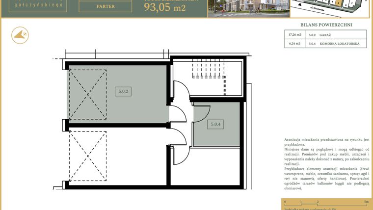 Rzut - Mieszkanie na sprzedaż 5 pokoi o powierzchni 93,05 m² - numer M10 w Apartamenty Gałczyńskiego