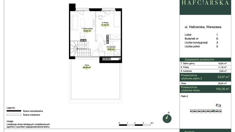 Rzut - Dom na sprzedaż 5 pokoi o powierzchni 100,35 m² - numer K1 w Hafciarska