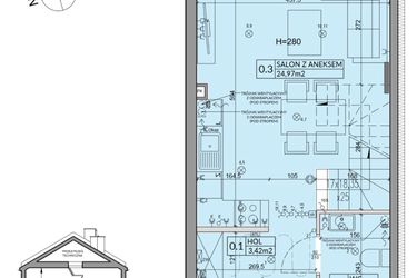 Rzut - Dom na sprzedaż 3 pokoje o powierzchni 65,67 m² - numer 96A w Nova Magdalenka 7 etap VII-VIII
