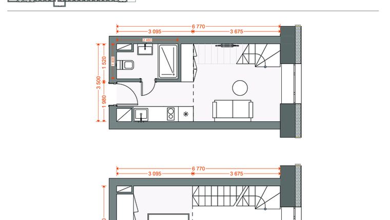 Rzut - Mieszkanie na sprzedaż 2 pokoje o powierzchni 33,52 m² - numer 83 w Legionów 102