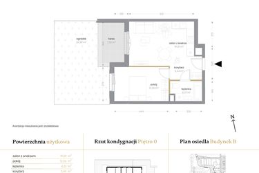 Rzut - Mieszkanie na sprzedaż 2 pokoje o powierzchni 38,72 m² - numer B/03 w Królowej Jadwigi