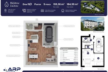 Rzut - Dom na sprzedaż 5 pokoi o powierzchni 184,55 m² - numer 19.1 w Błękitne Zacisze
