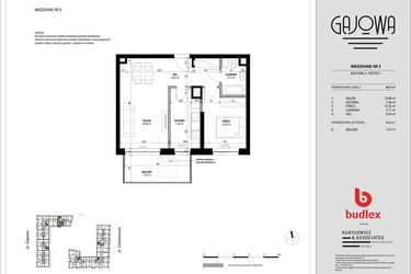 Rzut - Mieszkanie na sprzedaż 2 pokoje o powierzchni 48,37 m² - numer 8 w Gajowa bud. A