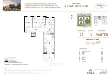 Rzut - Mieszkanie na sprzedaż 5 pokoi o powierzchni 86,52 m² - numer JAR-IV-D-LM-M28 w Osiedle JAR Heweliusza etap IV