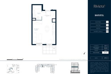 Rzut - Mieszkanie na sprzedaż 1 pokój o powierzchni 28,04 m² - numer A.M060 w Riviera⁵