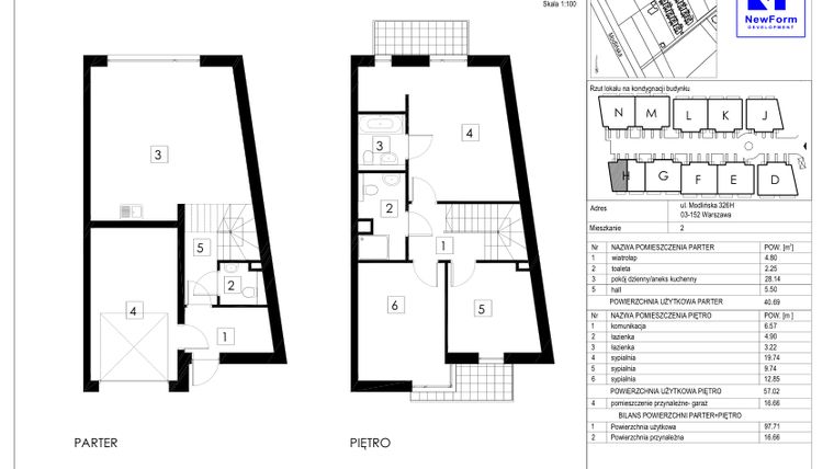 Rzut - Dom na sprzedaż 4 pokoje o powierzchni 114,37 m² - numer H2 w Dębowa Residence