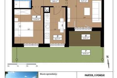Rzut - Mieszkanie na sprzedaż 2 pokoje o powierzchni 47,28 m² - numer C/0/3 w Limone