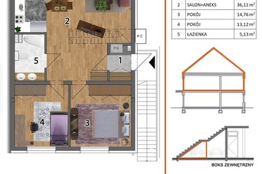 Rzut - Mieszkanie na sprzedaż 4 pokoje o powierzchni 127,9 m² - numer 16P2 w Osiedle Leśnica Las