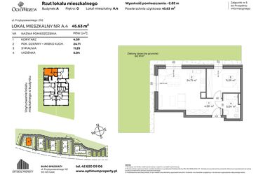 Rzut - Mieszkanie na sprzedaż 2 pokoje o powierzchni 45,63 m² - numer A.4 w Och!Widzew