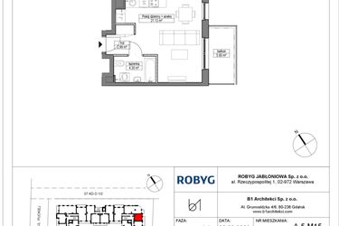 Rzut - Mieszkanie na sprzedaż 1 pokój o powierzchni 28,41 m² - numer A.5M15 w Dobre Miejsce