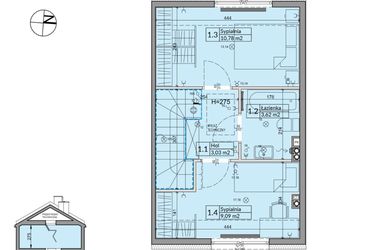 Rzut - Dom na sprzedaż 3 pokoje o powierzchni 60,67 m² - numer 9B w Osiedle Stokrotki etap 2