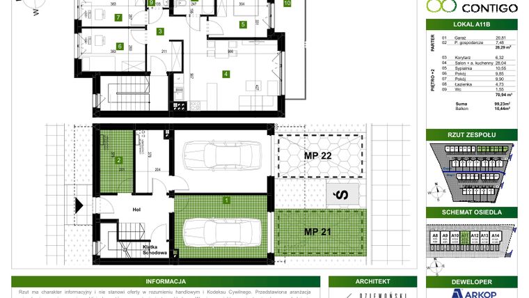 Rzut - Mieszkanie na sprzedaż 4 pokoje o powierzchni 70,94 m² - numer A11/B w Osiedle CONTIGO
