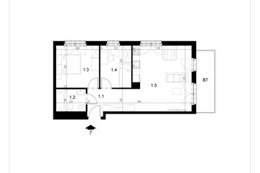 Rzut - Mieszkanie na sprzedaż 3 pokoje o powierzchni 56,83 m² - numer LM7 w Kameralna Koszykarska