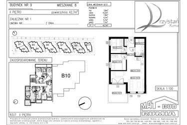 Rzut - Mieszkanie na sprzedaż 3 pokoje o powierzchni 42,7 m² - numer B9M8 w Przystań Rumia
