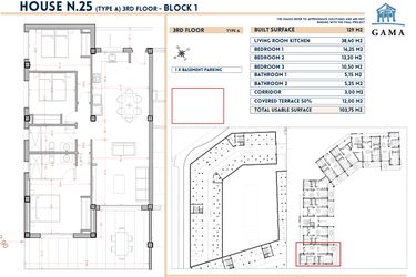 Rzut - Mieszkanie na sprzedaż 2 pokoje o powierzchni 129 m² - numer 25 w Velapi II - Murcia