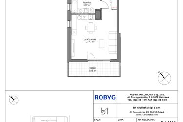 Rzut - Mieszkanie na sprzedaż 2 pokoje o powierzchni 49,15 m² - numer B.1M06 w Kobieli 4