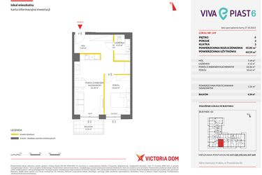 Rzut - Mieszkanie na sprzedaż 2 pokoje o powierzchni 45,85 m² - numer 149 w Viva Piast 6
