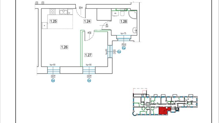 Rzut - Mieszkanie na sprzedaż 2 pokoje o powierzchni 39,49 m² - numer 10 w Kamienica 62