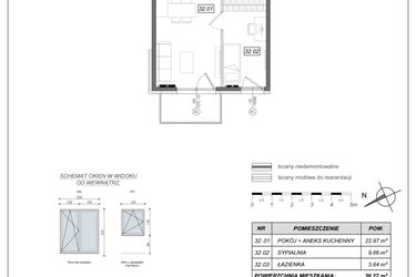 Rzut - Mieszkanie na sprzedaż 2 pokoje o powierzchni 36,27 m² - numer 9.A.32 w Nowe Południe bud. 9