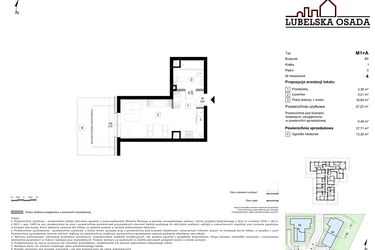 Rzut - Mieszkanie na sprzedaż 1 pokój o powierzchni 27,71 m² - numer B5.4 w Lubelska Osada budynek B5
