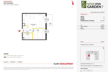 Rzut - Mieszkanie na sprzedaż 2 pokoje o powierzchni 41,91 m² - numer 31 w Nova Viva Garden 7