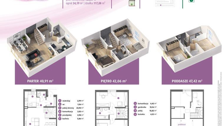 Rzut - Dom na sprzedaż 4 pokoje o powierzchni 126,74 m² - numer 22a w Osiedle Pastell